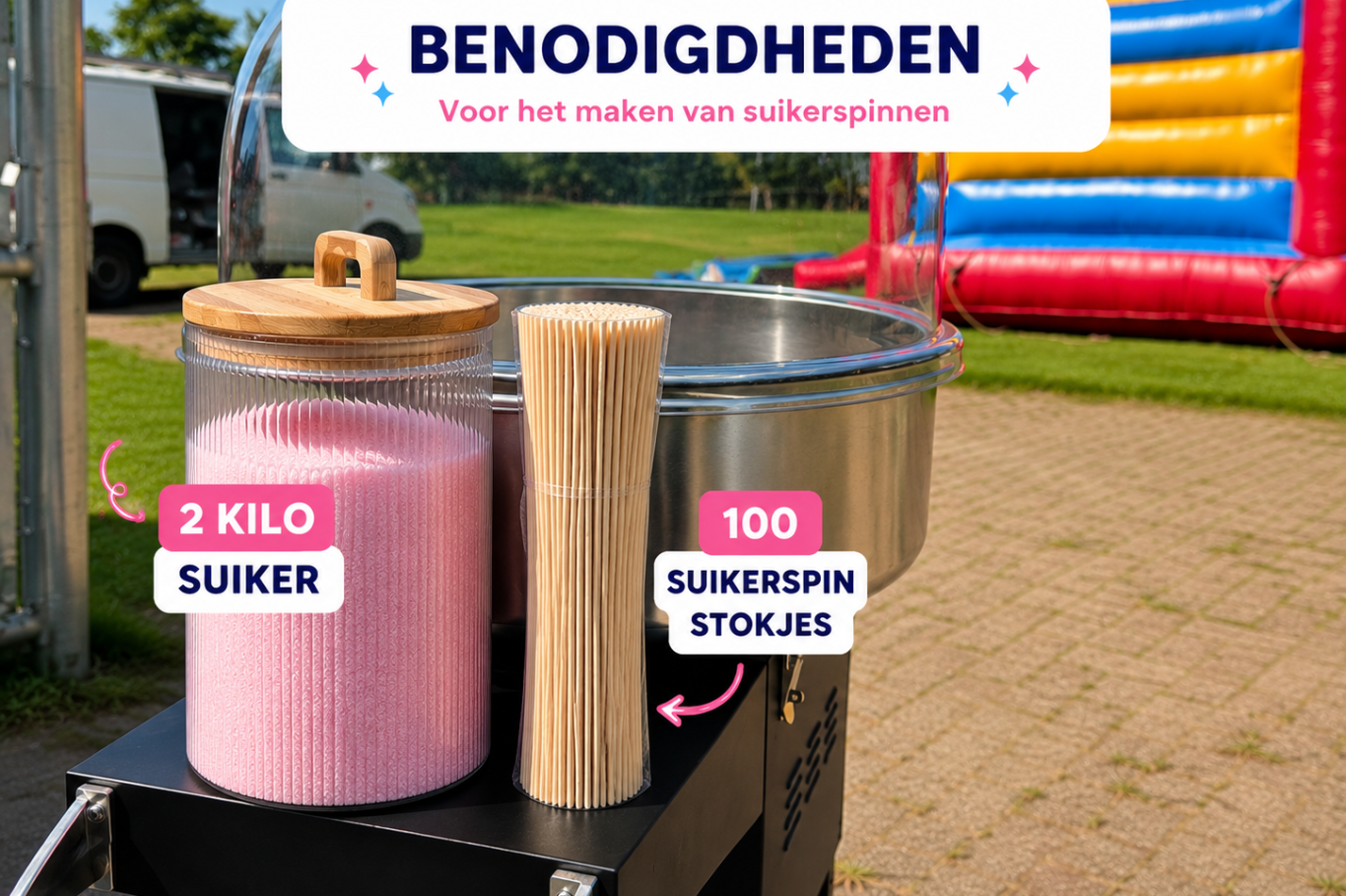Suikerspinmachine en slushmachine compleet geleverd inclusief alle benodigdheden voor direct gebruik.